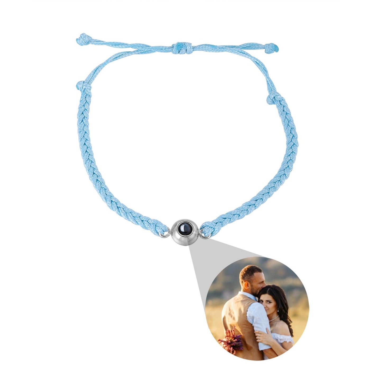 Circle Personalised Photo Bracelet - Hand Woven Band - Treasured Forever