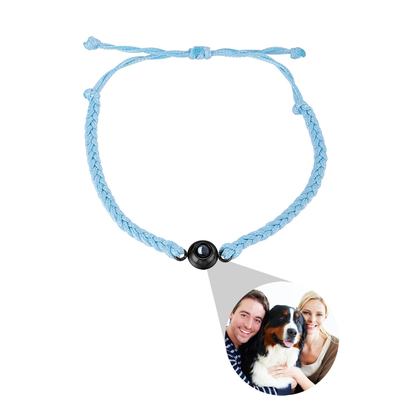 Circle Personalised Photo Bracelet - Hand Woven Band - Treasured Forever