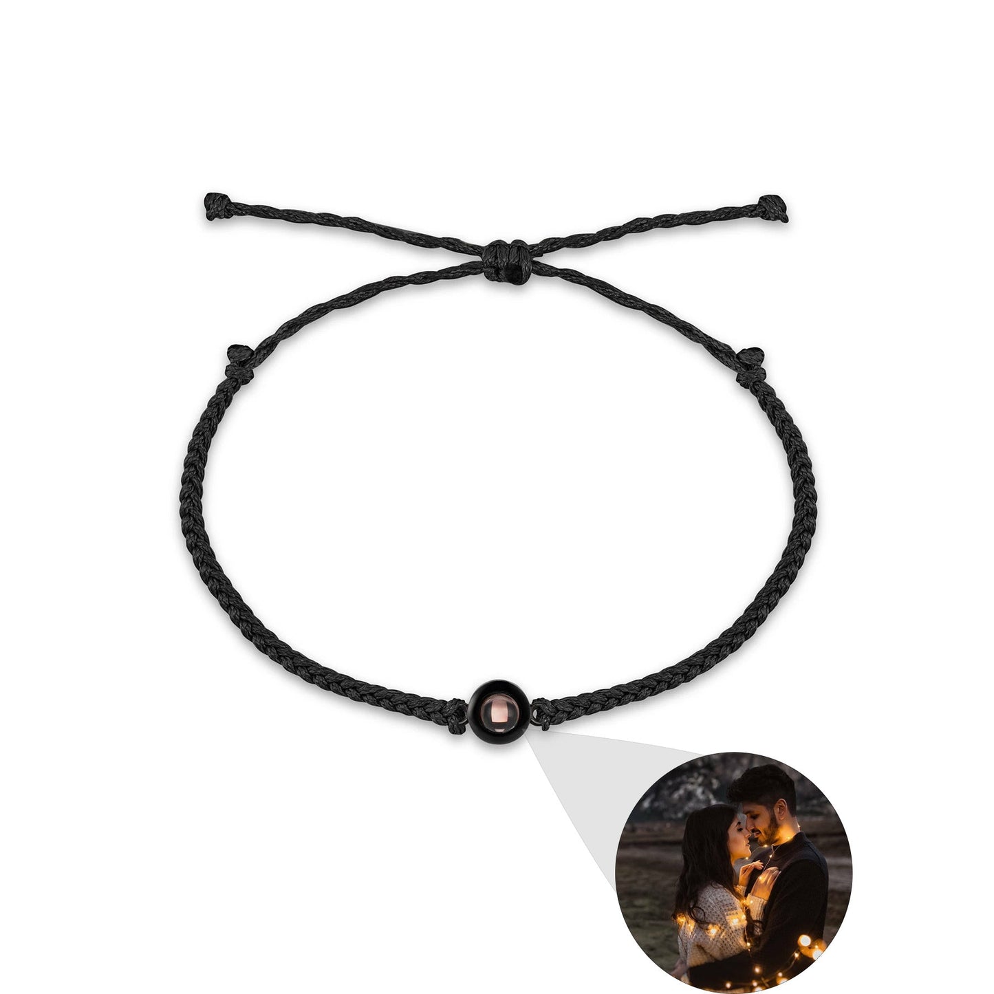Circle Personalised Photo Bracelet - Hand Woven Band - Treasured Forever