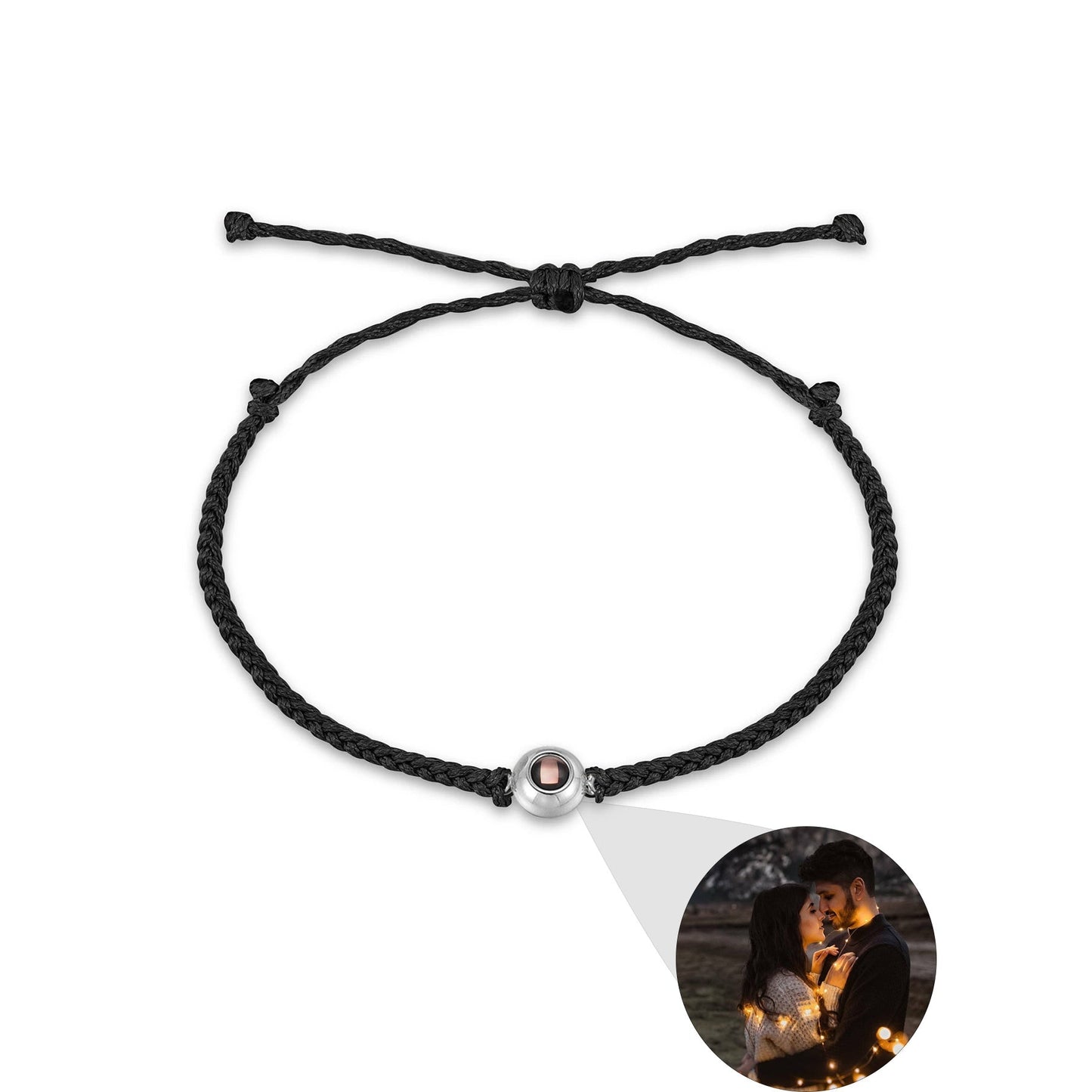 Circle Personalised Photo Bracelet - Hand Woven Band - Treasured Forever