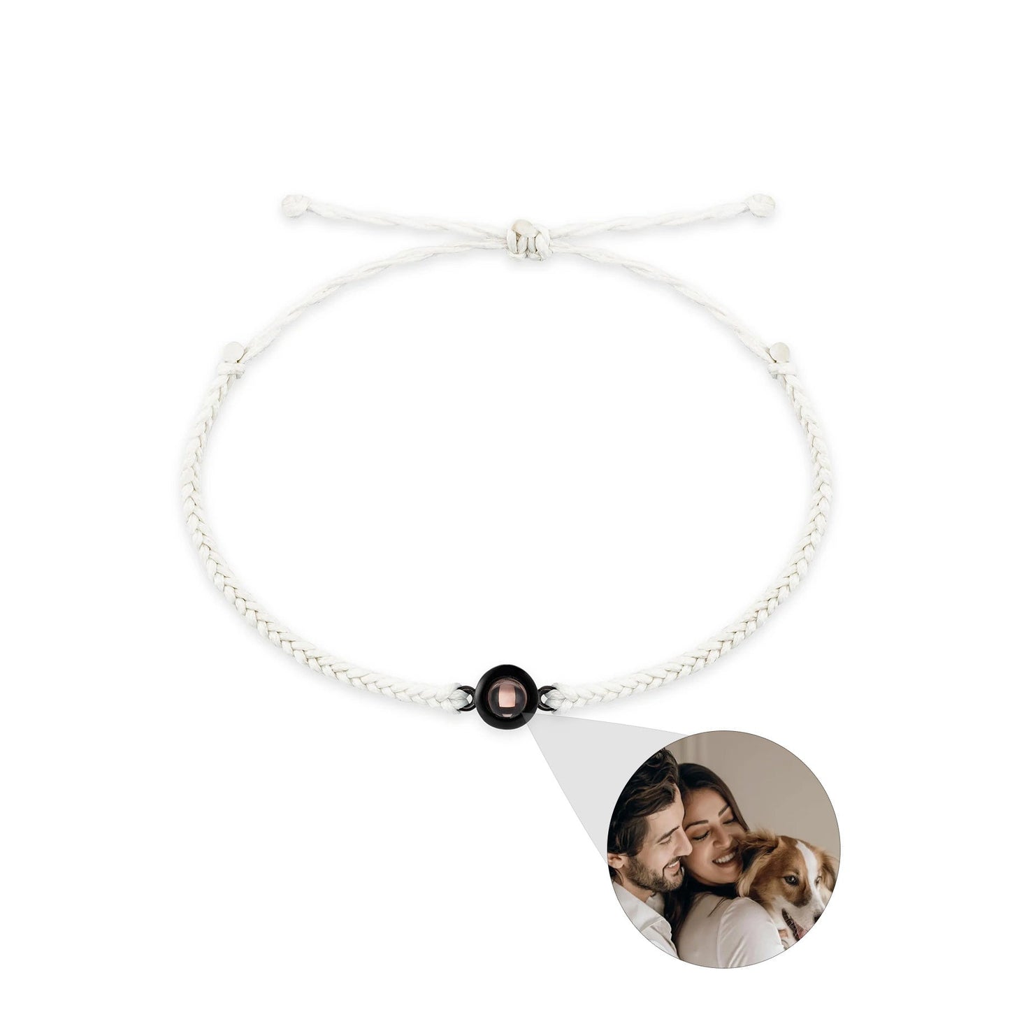 Circle Personalised Photo Bracelet - Hand Woven Band - Treasured Forever