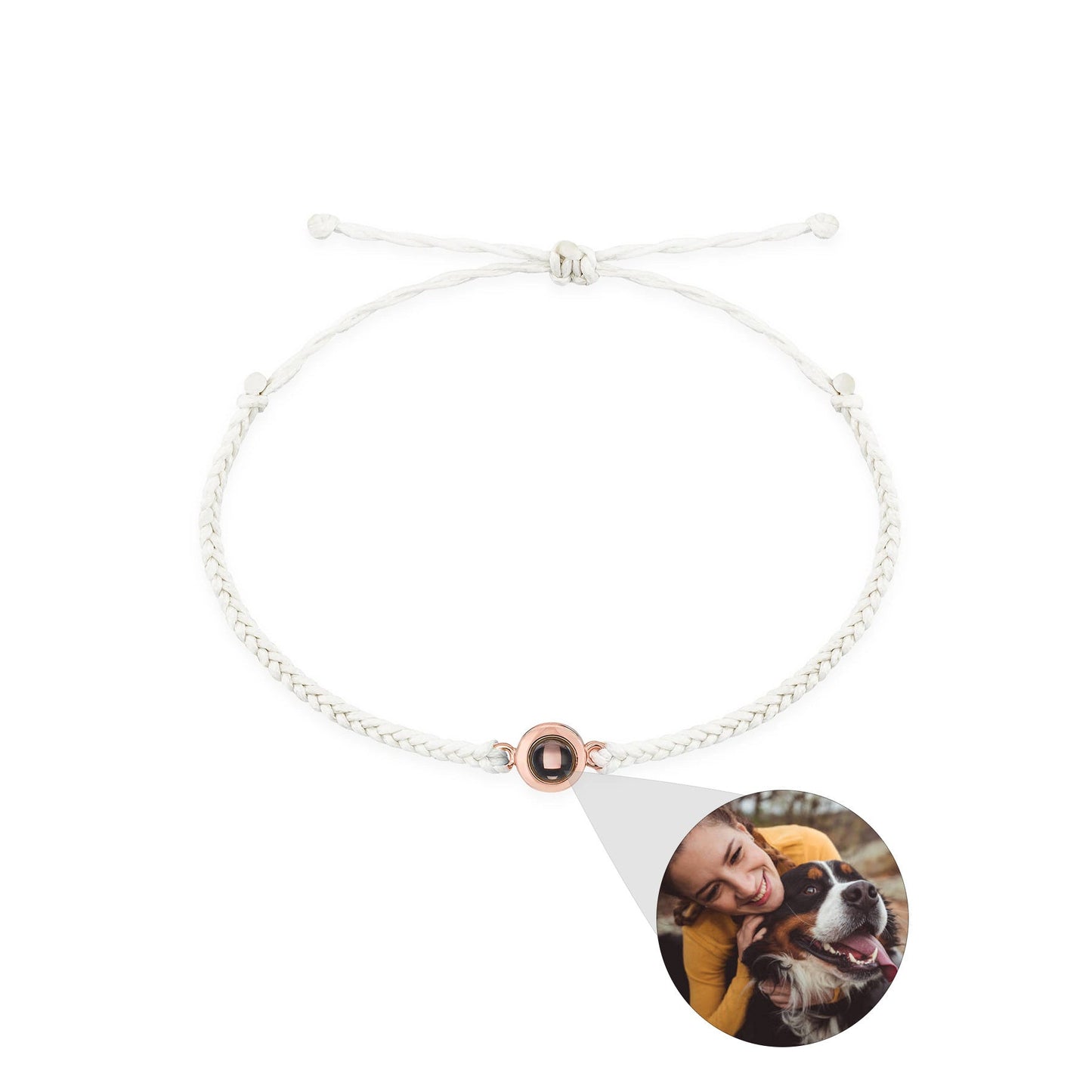 Circle Personalised Photo Bracelet - Hand Woven Band - Treasured Forever