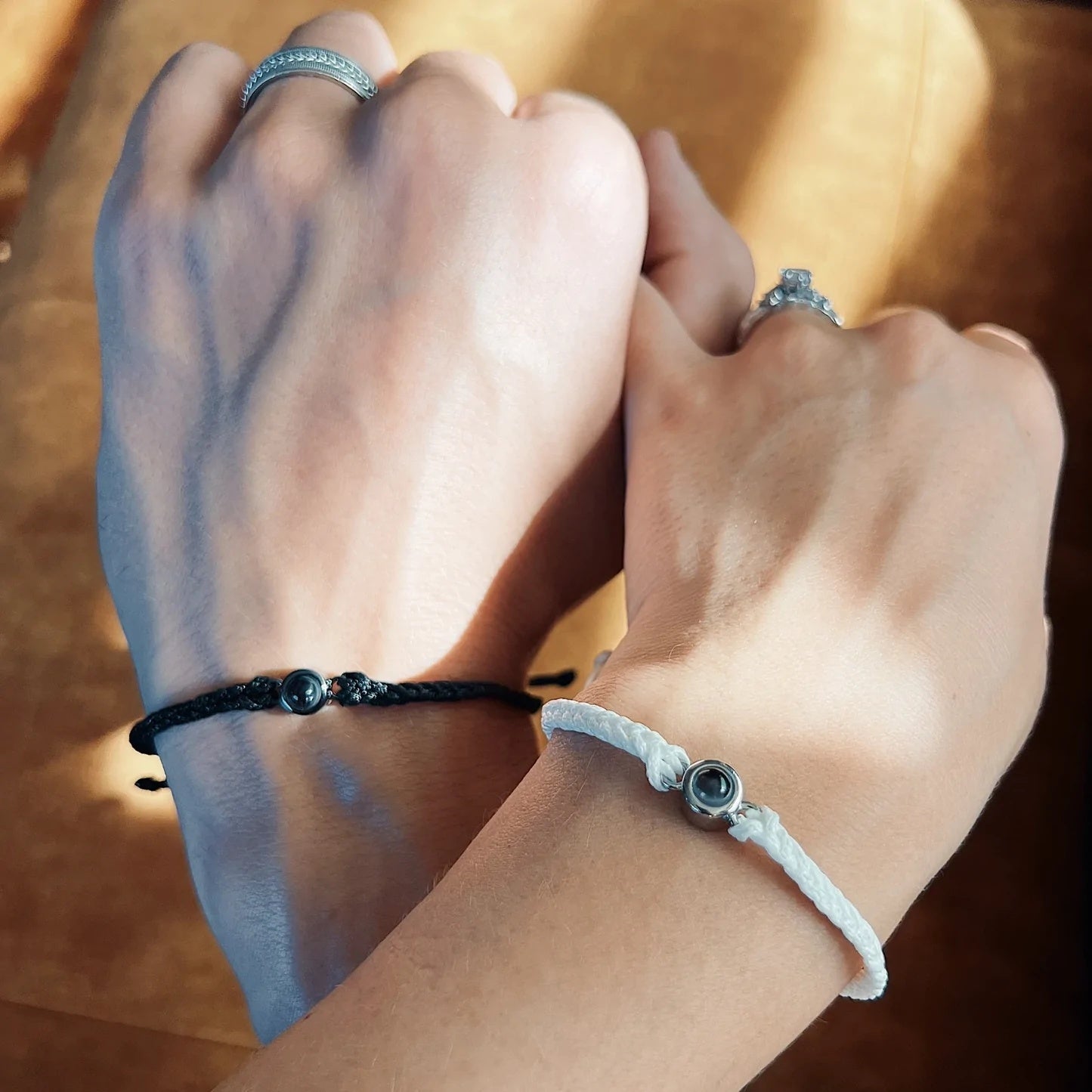 Circle Personalised Photo Bracelet - Hand Woven Band - Treasured Forever