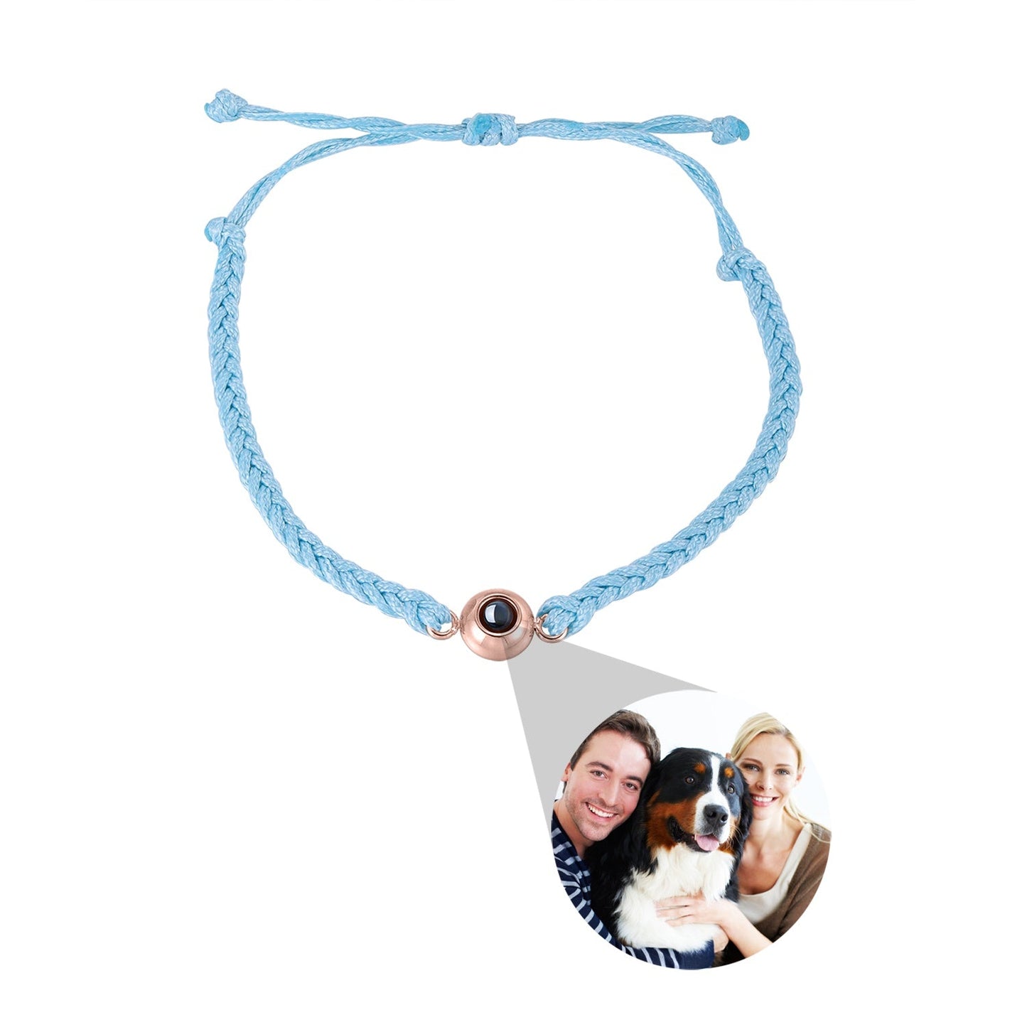 Circle Personalised Photo Bracelet - Hand Woven Band - Treasured Forever