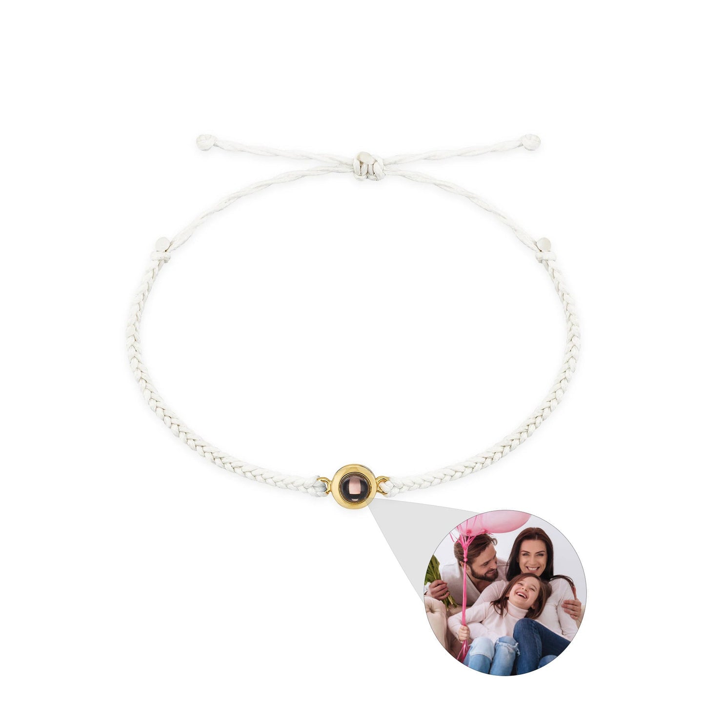 Circle Personalised Photo Bracelet - Hand Woven Band - Treasured Forever