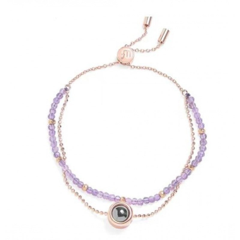 Crystal Personalised Photo Bracelet - Beaded band - Treasured Forever