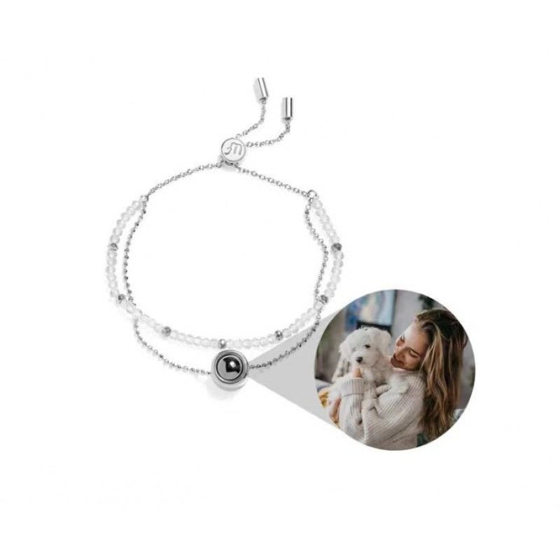 Crystal Personalised Photo Bracelet - Beaded band - Treasured Forever