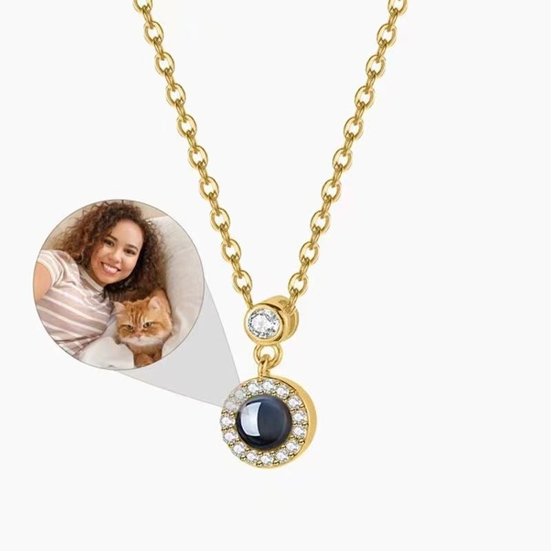 Diamante Personalised Photo Necklace - Treasured Forever