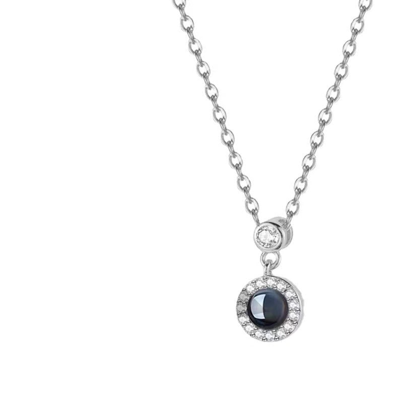Diamante Personalised Photo Necklace - Treasured Forever
