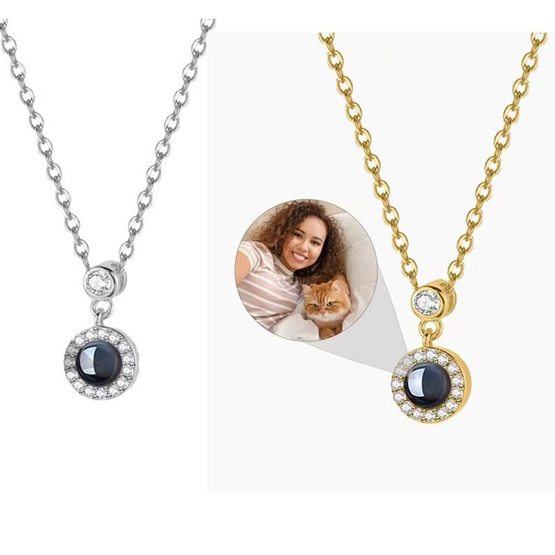 Diamante Personalised Photo Necklace - Treasured Forever