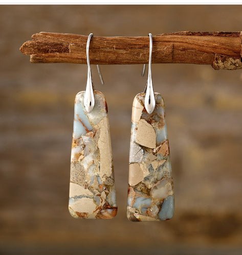 Emperor Stone Geometric Pendant Earrings - Treasured Forever