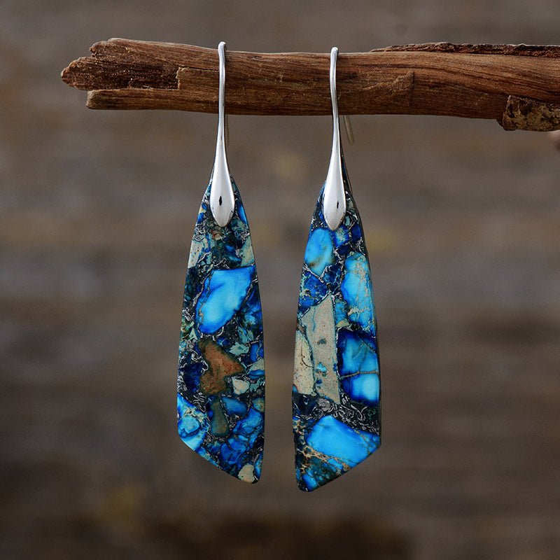 Emperor Stone Geometric Pendant Earrings - Treasured Forever