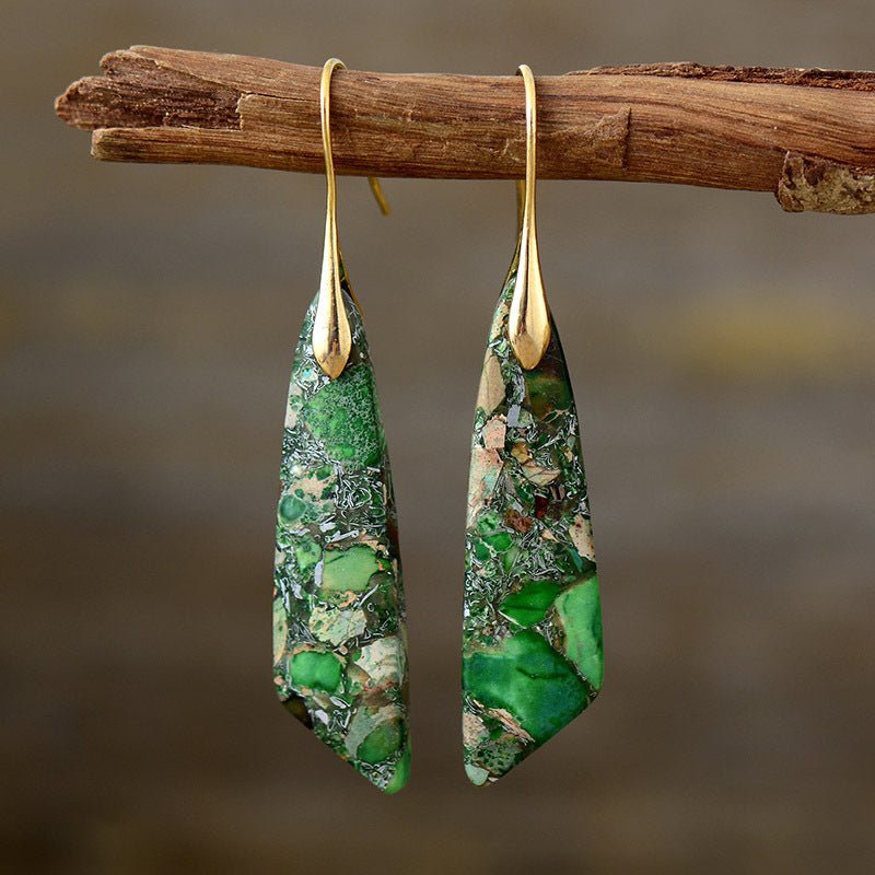 Emperor Stone Geometric Pendant Earrings - Treasured Forever