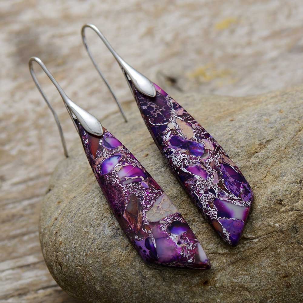 Emperor Stone Geometric Pendant Earrings - Treasured Forever