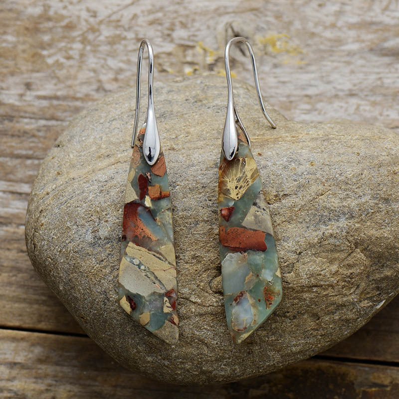 Emperor Stone Geometric Pendant Earrings - Treasured Forever