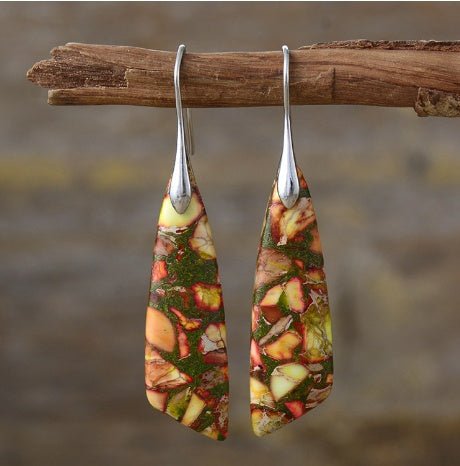 Emperor Stone Geometric Pendant Earrings - Treasured Forever