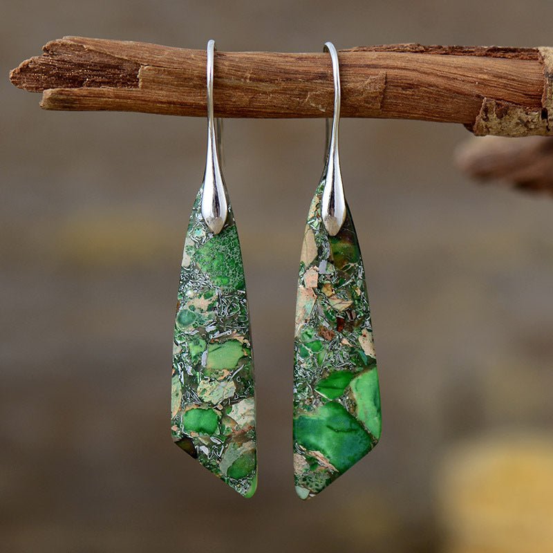 Emperor Stone Geometric Pendant Earrings - Treasured Forever