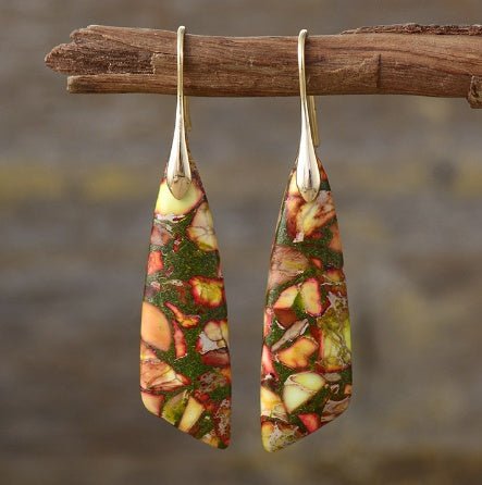 Emperor Stone Geometric Pendant Earrings - Treasured Forever