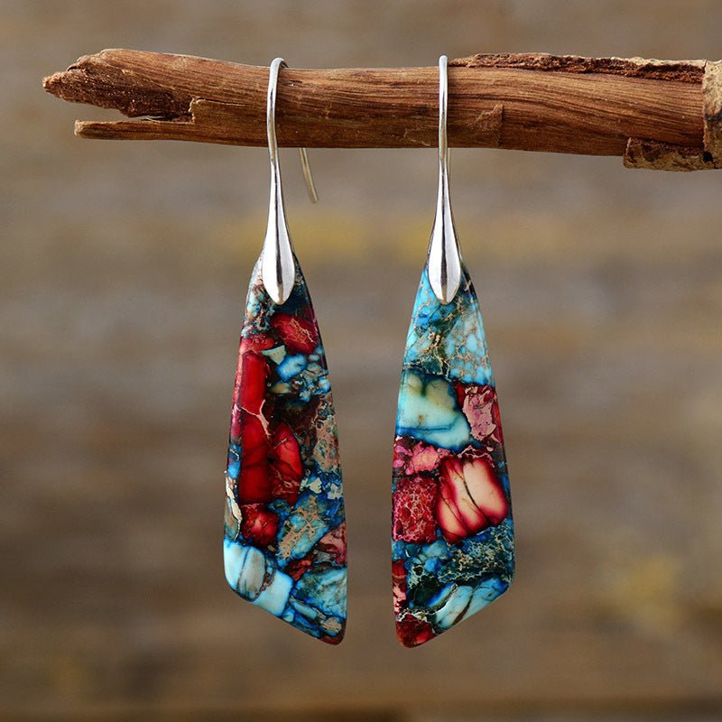 Emperor Stone Geometric Pendant Earrings - Treasured Forever