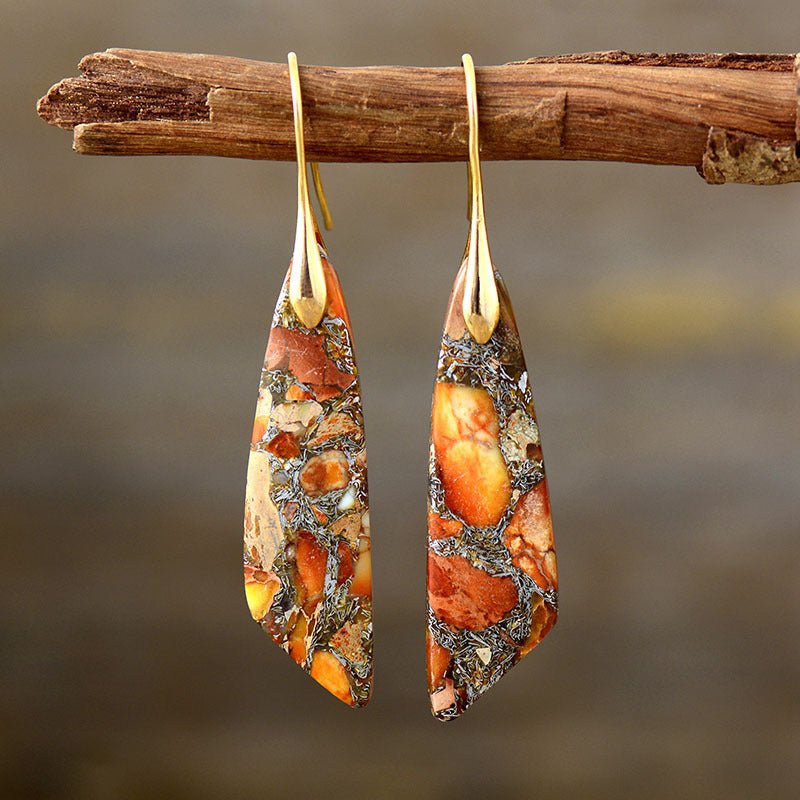 Emperor Stone Geometric Pendant Earrings - Treasured Forever