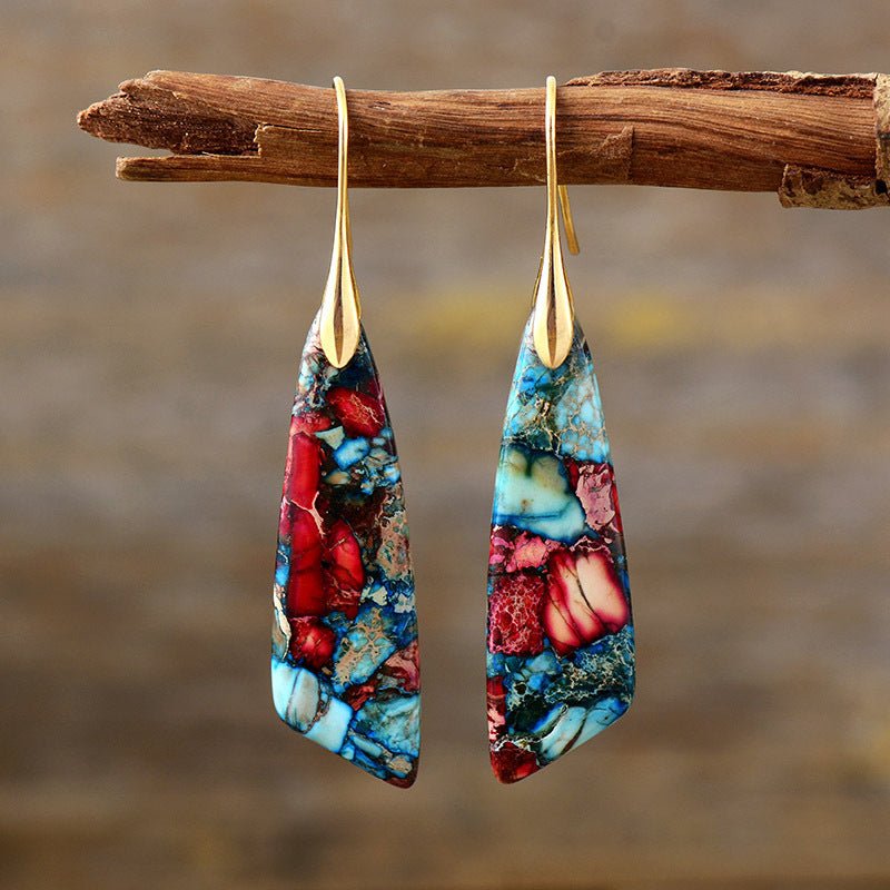 Emperor Stone Geometric Pendant Earrings - Treasured Forever