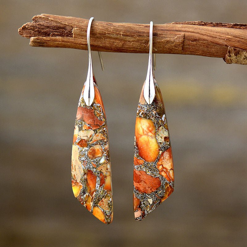 Emperor Stone Geometric Pendant Earrings - Treasured Forever