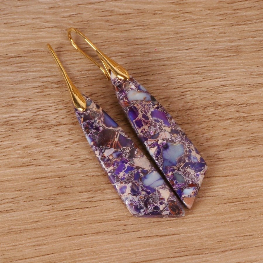 Emperor Stone Geometric Pendant Earrings - Treasured Forever