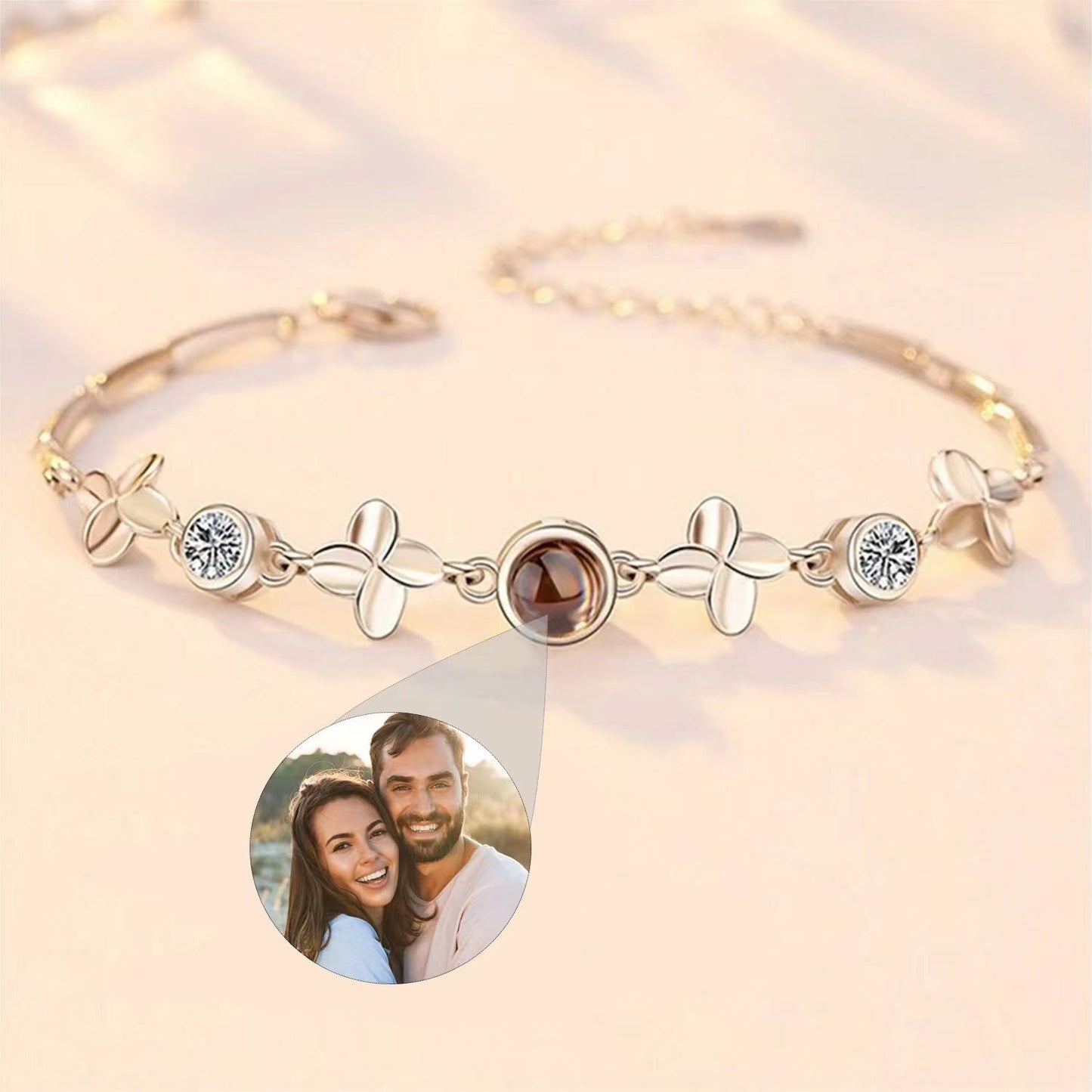 Frangipani Personalised Photo Bracelet - 925 Sterling Silver - Treasured Forever