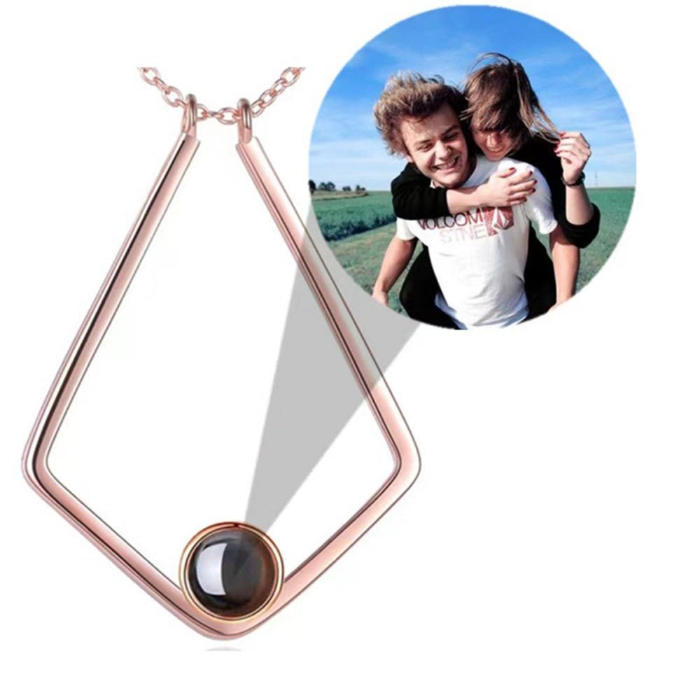 Geometric Personalised Photo Necklace - Stainless Steel - Treasured Forever