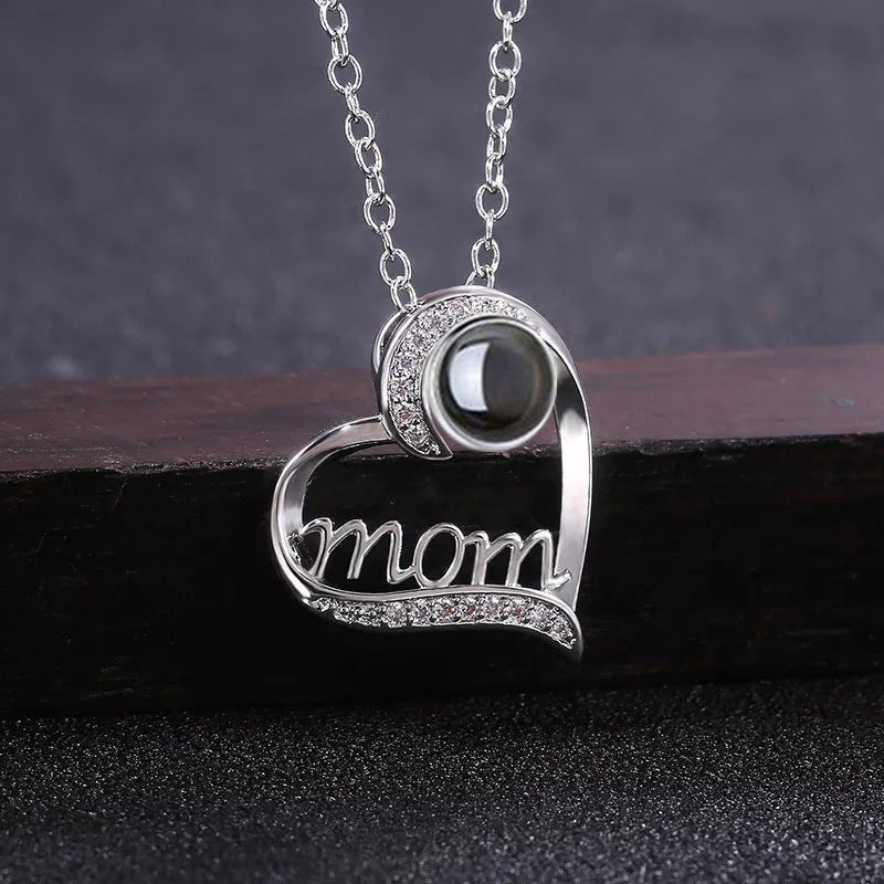 Heart Shaped Personalised Photo MOM Necklace - Titanium Steel - Treasured Forever