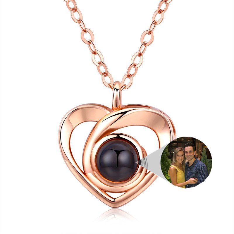 Heart Shaped Personalised Photo Necklace - 925 Sterling Silver - Treasured Forever