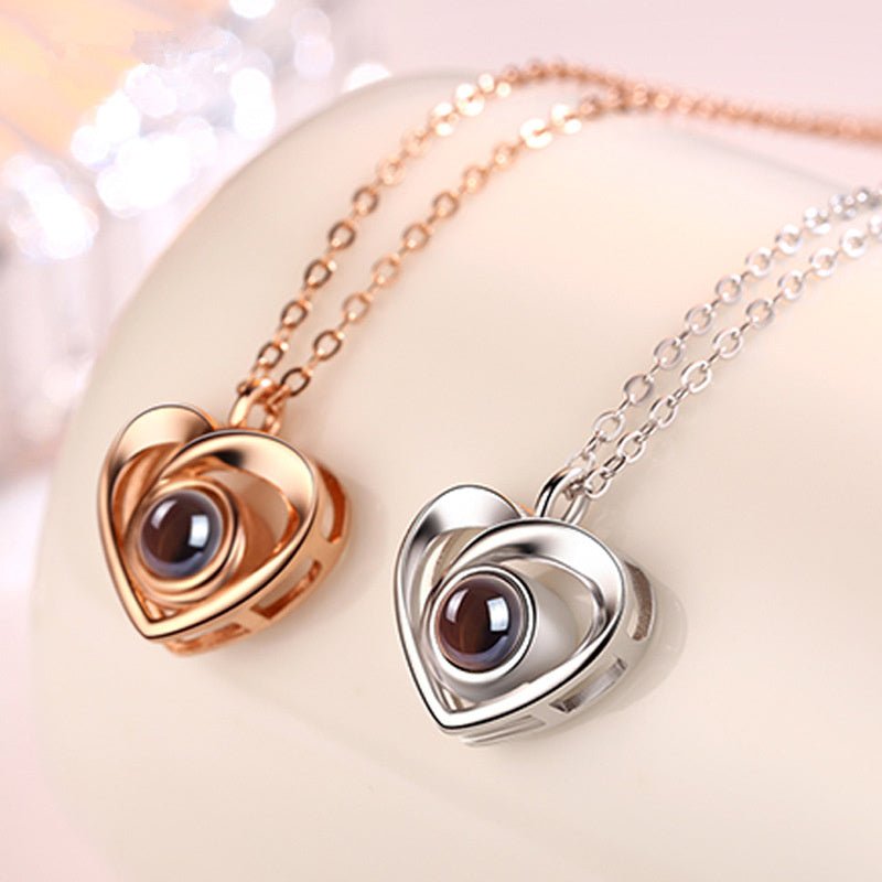Heart Shaped Personalised Photo Necklace - 925 Sterling Silver - Treasured Forever