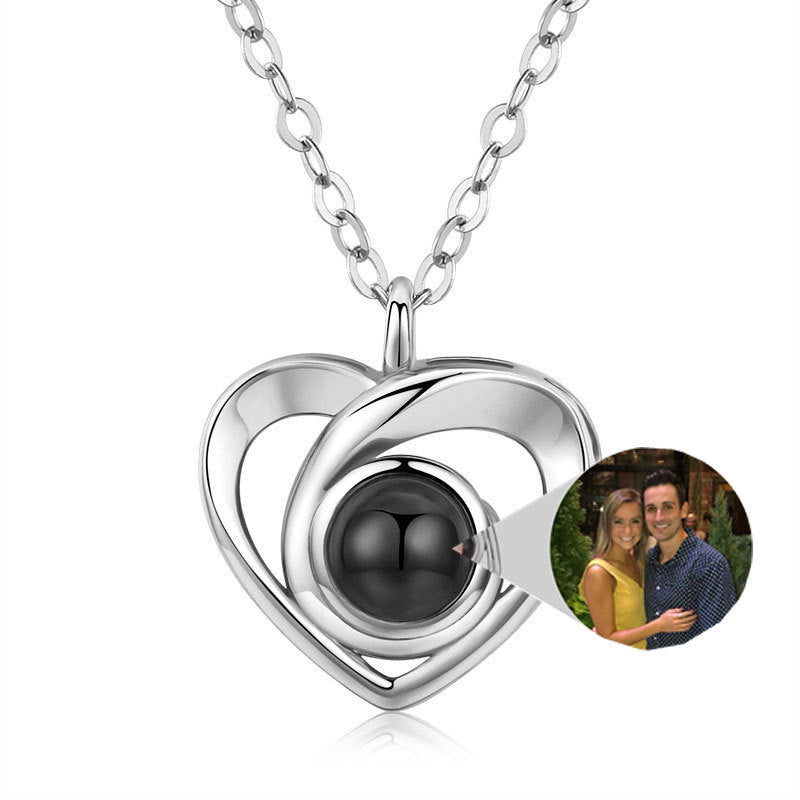 Heart Shaped Personalised Photo Necklace - 925 Sterling Silver - Treasured Forever