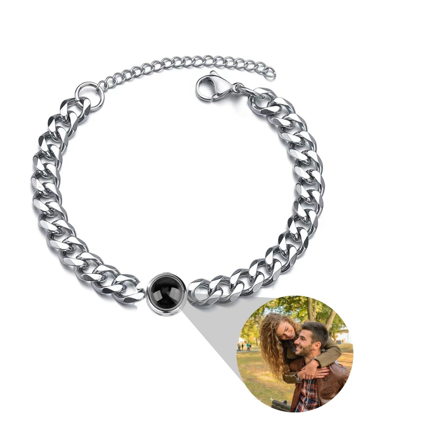 Men & Women Personalised Photo Bracelet - Titanium Steel - Treasured Forever