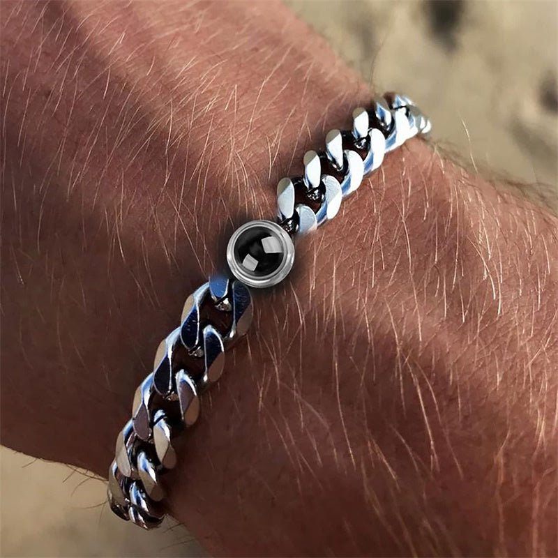 Men & Women Personalised Photo Bracelet - Titanium Steel - Treasured Forever