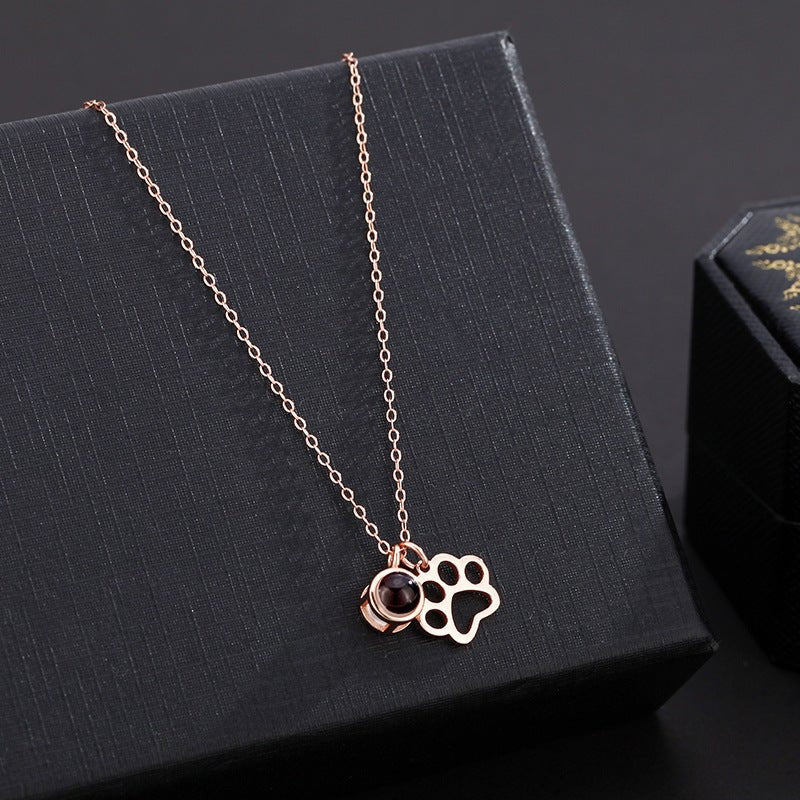 Paw Print Personalised Photo Necklace - 925 Sterling Silver - Treasured Forever