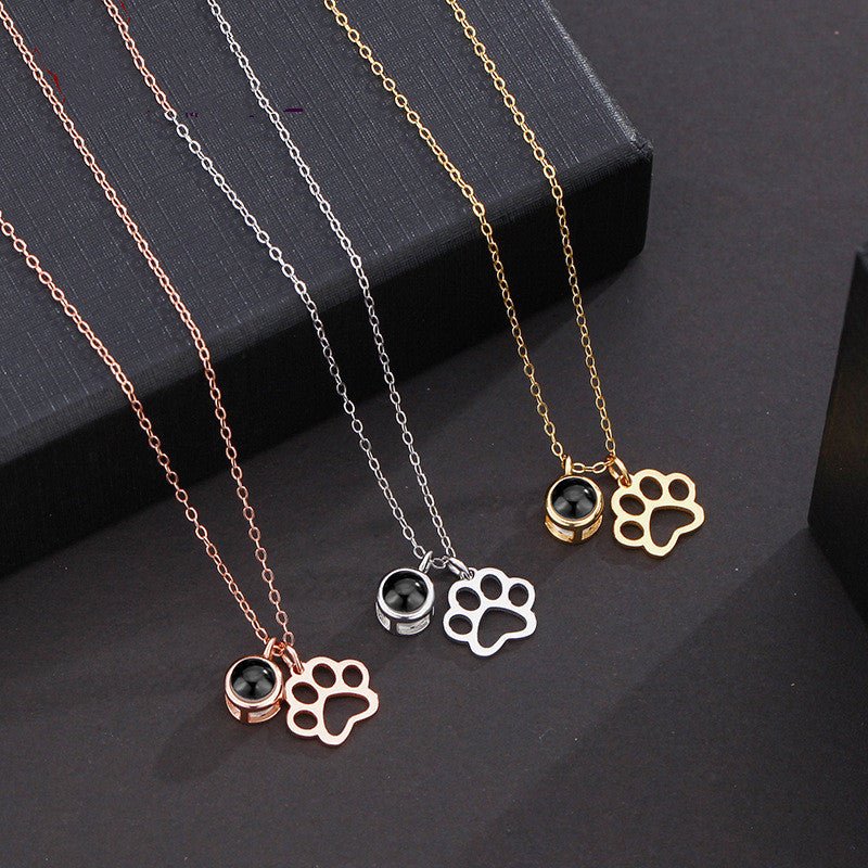 Paw Print Personalised Photo Necklace - 925 Sterling Silver - Treasured Forever