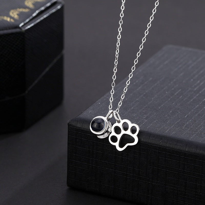 Paw Print Personalised Photo Necklace - 925 Sterling Silver - Treasured Forever