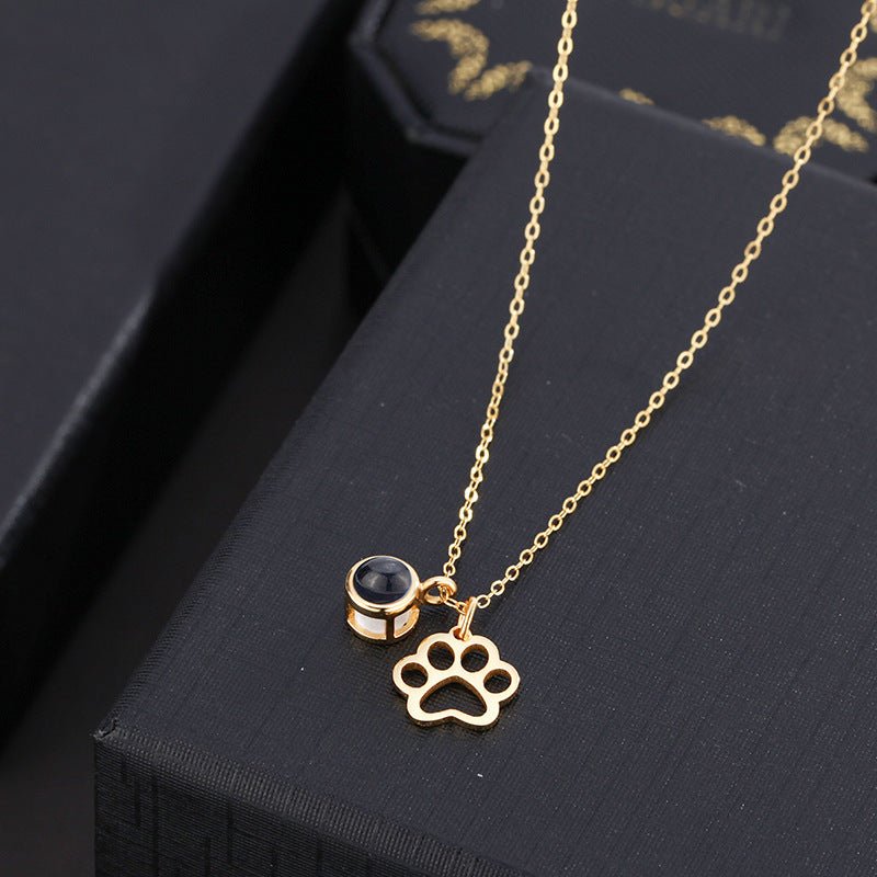 Paw Print Personalised Photo Necklace - 925 Sterling Silver - Treasured Forever
