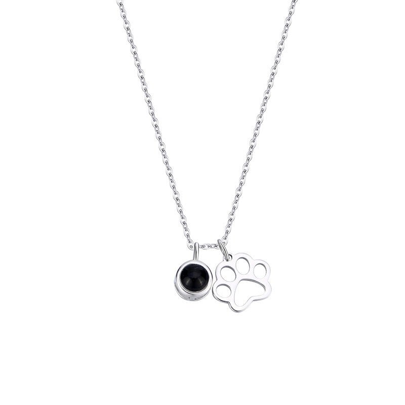 Paw Print Personalised Photo Necklace - 925 Sterling Silver - Treasured Forever