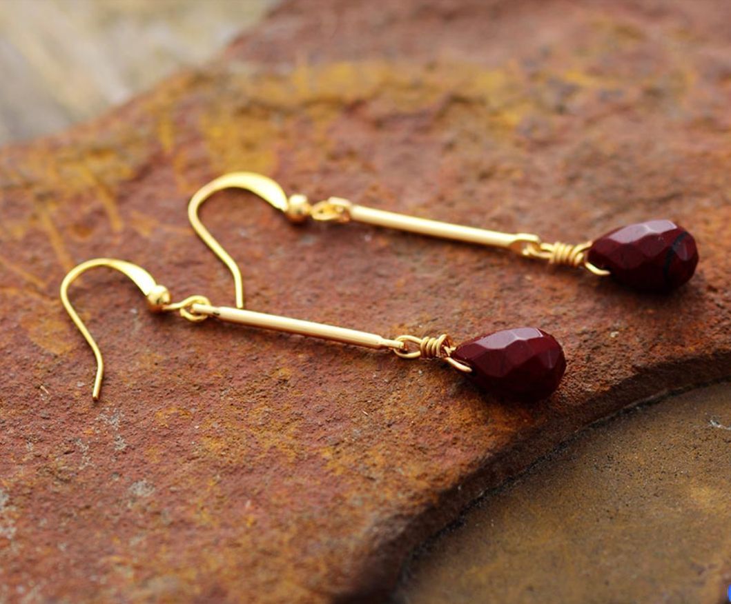 Red Jasper Natural Stone Earrings - Treasured Forever