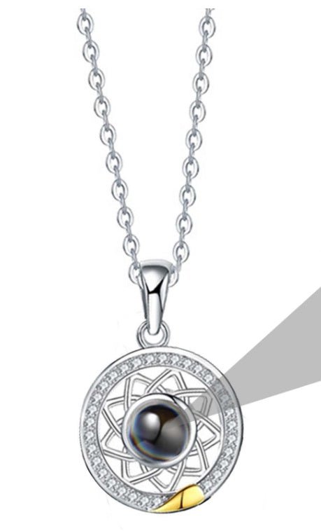 Sun & Moon Personalised Photo Necklace - 925 Sterling Silver - Treasured Forever