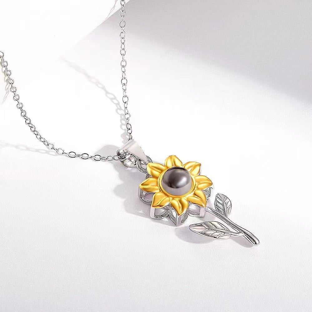 Sunflower Personalised Photo Necklace - 925 Sterling Silver - Treasured Forever