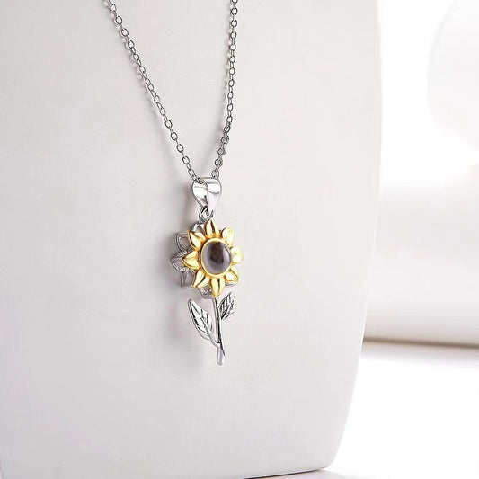 Sunflower Personalised Photo Necklace - 925 Sterling Silver