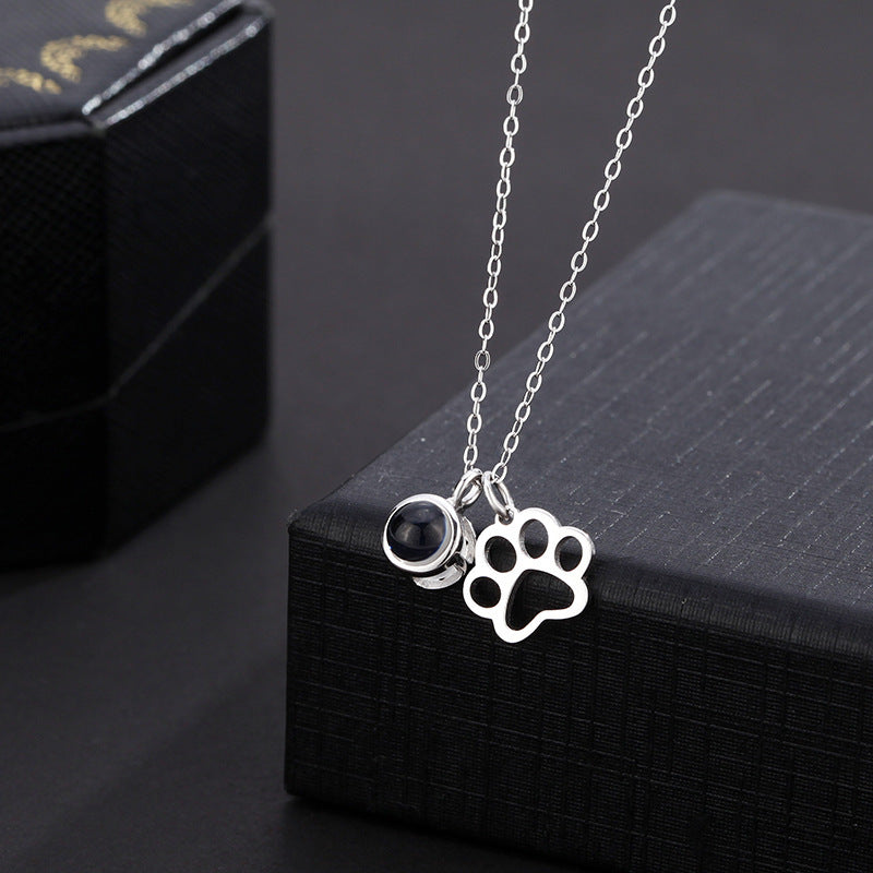 Paw Print Personalised Photo Necklace - 925 Sterling Silver