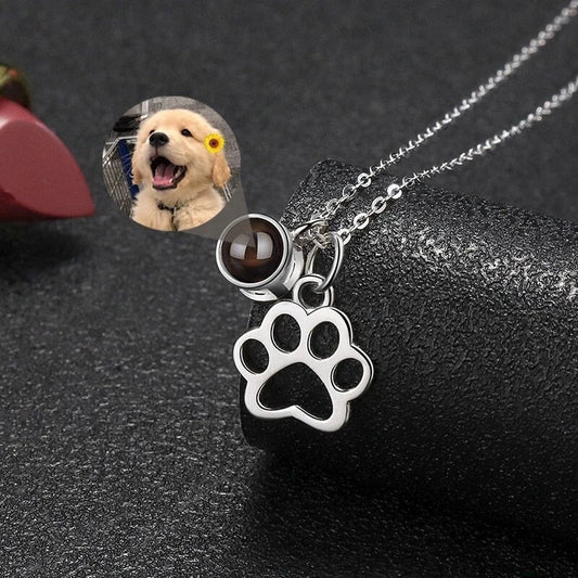 Paw Print Personalised Photo Necklace - 925 Sterling Silver