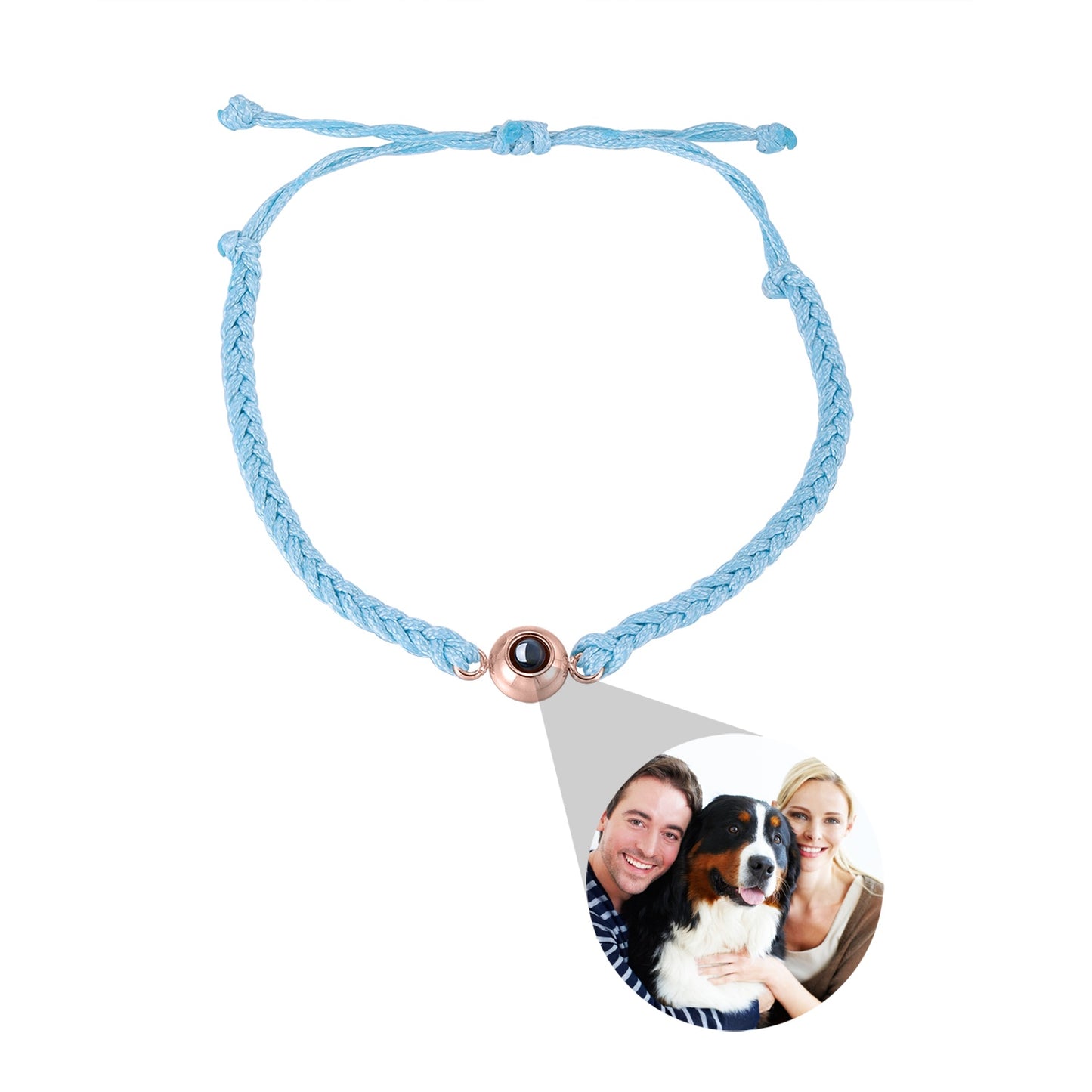 Circle Personalised Photo Bracelet - Hand Woven Band