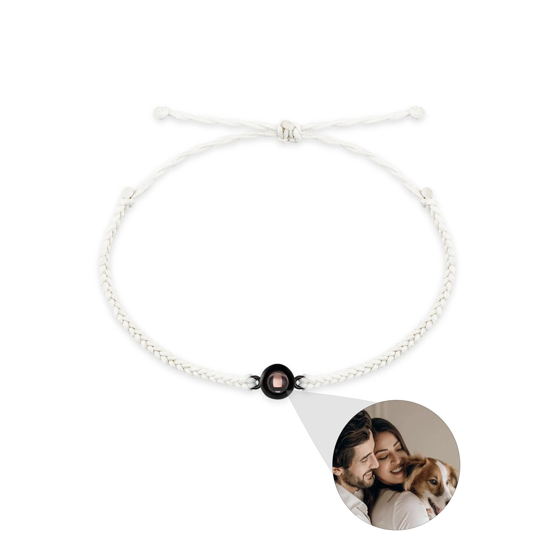 Circle Personalised Photo Bracelet - Hand Woven Band - Treasured Forever