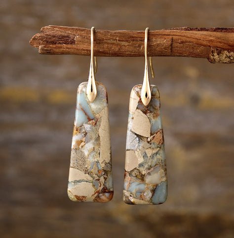 Emperor Stone Geometric Pendant Earrings - Treasured Forever