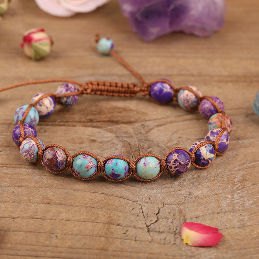 Natural Sea Sediment Jasper Bracelet - Handmade